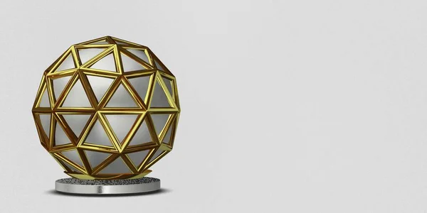 Golden White Shapes Background Splines Circles Spheres Abstract Design Render — Foto de Stock