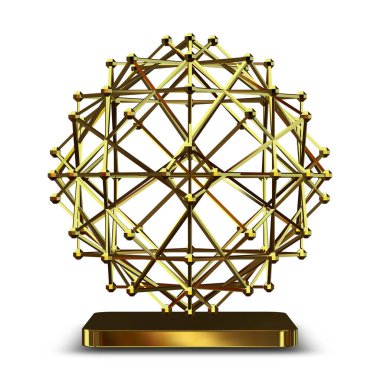 Golden shape, geometric figure, background, unique design, 3D Render