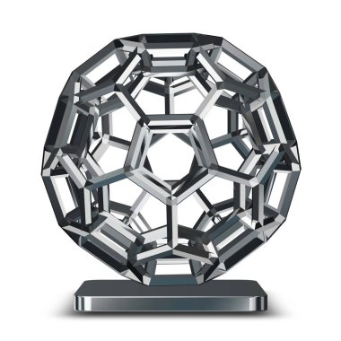 Silver shape, unique design, geometric figure, background, 3D Render