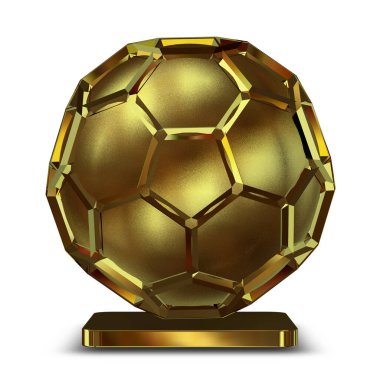 Golden shape, unique design, geometric figure, 3D Render, background