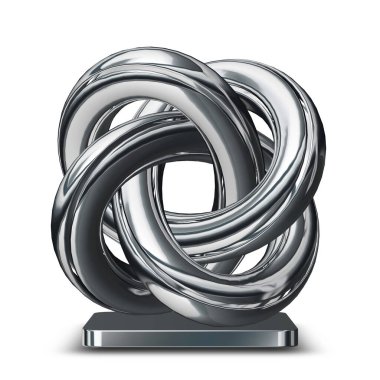 Silver shape, background, unique design, geometric figure, 3D Render