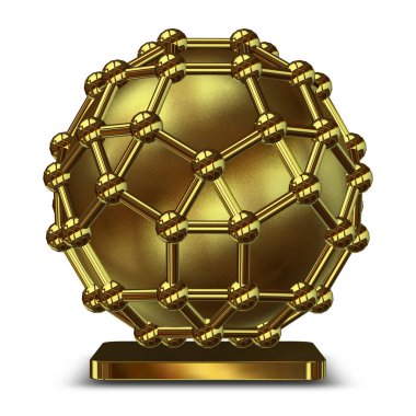 Golden shape, 3D Render, unique design, geometric figure, background