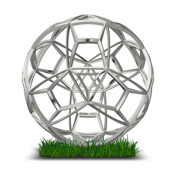 White Shape Grass Geometric Figure Unique Design Background Render — Stockfoto