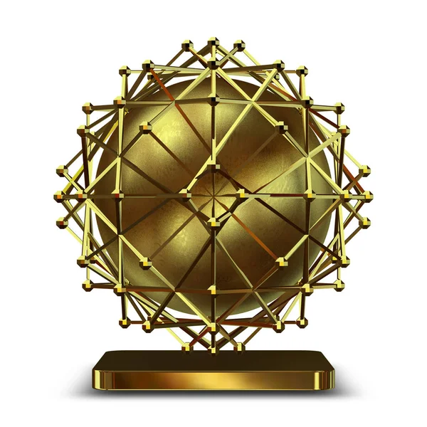 Forma Dourada Figura Geométrica Fundo Render Design Exclusivo — Fotografia de Stock