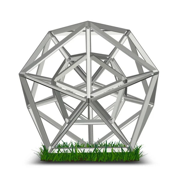 White Shape Grass Geometric Figure Render Unique Design Background — Stockfoto