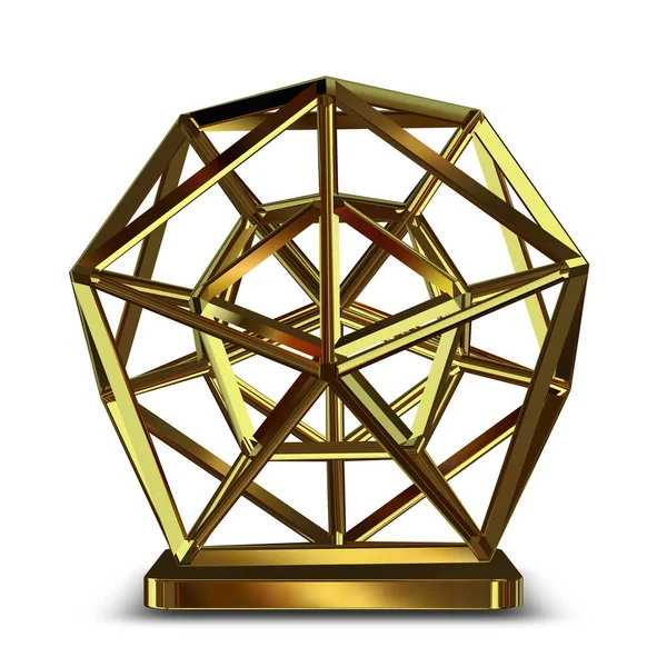 Golden Shape Geometric Figure Render Unique Design Background — Stockfoto