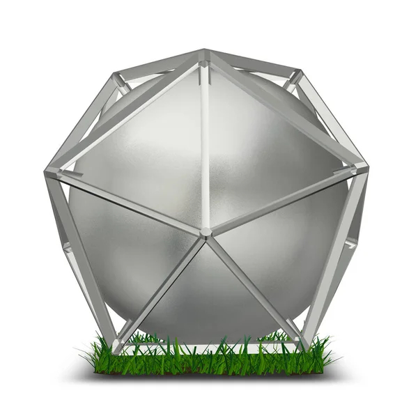 Vit Form Gräset Geometrisk Figur Render Bakgrund Unik Design — Stockfoto