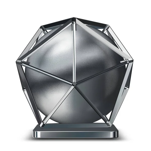 Silver Form Geometrisk Figur Render Bakgrund Unik Design — Stockfoto
