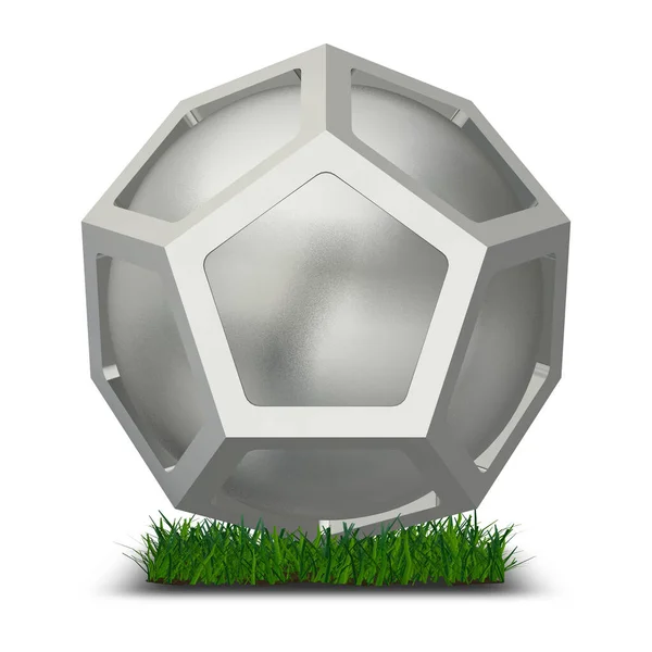 White Shape Grass Render Background Geometric Figure Unique Design — Stockfoto