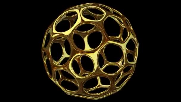 Einzigartige Goldene Form Voller Rotation Geometrische Figur Alpha Channel Abstraktes — Stockvideo