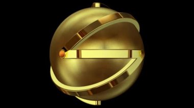 Unique golden shape in full rotation, abstract design, 3D Render, geometric figure, Alpha Channel