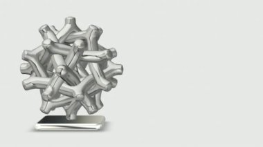 Unique white shape in full rotation, background, geometric figure, abstract design, 3D Render