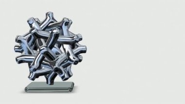 Unique chrome shape in full rotation, background, geometric figure, abstract design, 3D Render