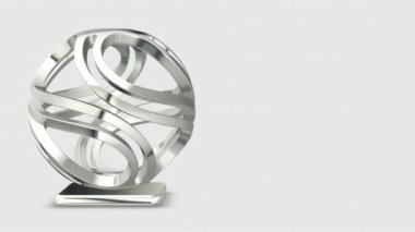 Unique white shape in full rotation, abstract design, geometric figure, 3D Render, background