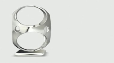 Unique white shape in full rotation, 3D Render, background, geometric figure, abstract design