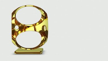 Unique golden shape in full rotation, 3D Render, background, geometric figure, abstract design