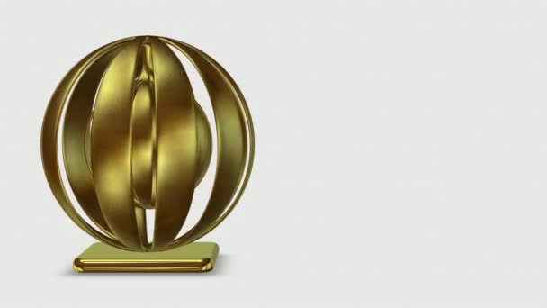 Einzigartige Goldene Form Voller Rotation Geometrische Figur Abstraktes Design Hintergrund — Stockvideo