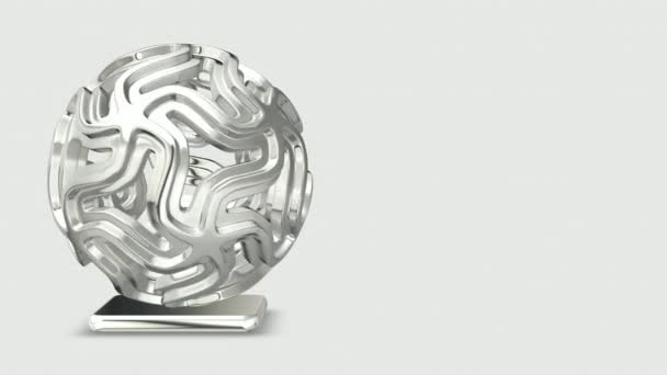 Unique White Shape Full Rotation Render Geometric Figure Abstract Design — Vídeo de stock