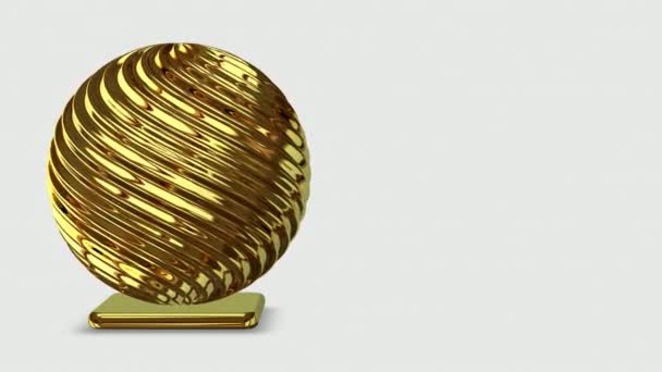 Unique Golden Shape Full Rotation Render Background Abstract Design Geometric — Vídeo de stock