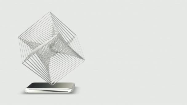 Unique White Shape Full Rotation Geometric Figure Render Background Abstract — Vídeo de Stock