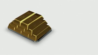 Dokuz altın külçeli bir arka plan. 3B Hazırlama