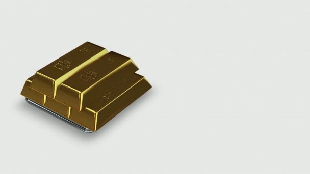 Background Five Gold Bars Full Rotation Render — Stock Video