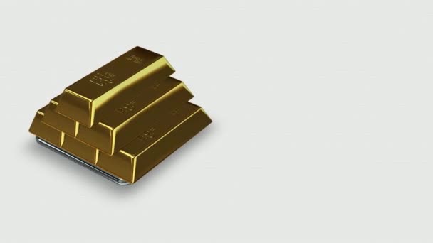 Background Six Gold Bars Full Rotation Render — Vídeo de stock