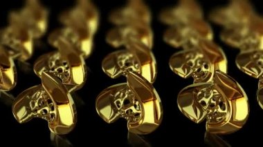 Background with golden figures and blur effect, 3D Render, abstract design, geometric shape