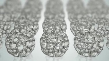 Background with white spheres and blur effect, abstract design, geometric figure, 3D Render
