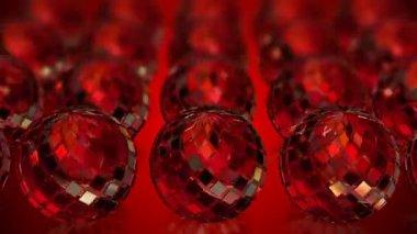 Background with red spheres and blur effect, geometric figure, abstract design, 3D Render
