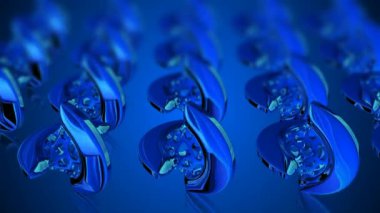 Background with blue figures and blur effect, 3D Render, abstract design, geometric shape