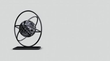 Siyah kürenin tam dönüşlü arka planı, geometrik şekil, halka, kare. 3B Hazırlama