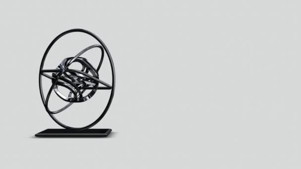 Hintergrund Mit Schwarzer Kugel Voller Drehung Geometrische Figur Quadrat Ring — Stockvideo