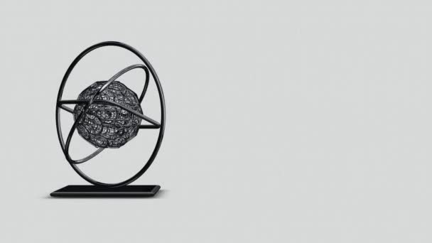 Hintergrund Mit Schwarzer Kugel Voller Drehung Ring Geometrische Figur Quadrat — Stockvideo