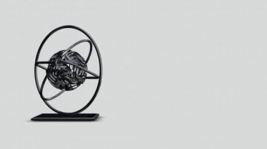 Siyah kürenin tam dönüşlü arka planı, halka, kare, geometrik şekil. 3B Hazırlama