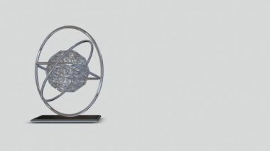 Krom küreli arka plan, tam dönüş, halka, geometrik şekil, kare. 3B Hazırlama