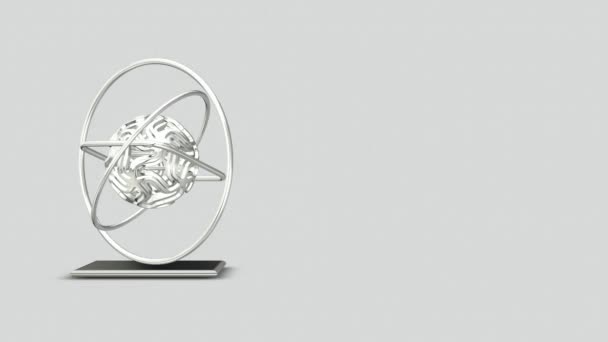 Hintergrund Mit Weißer Kugel Voller Rotation Ring Quadrat Geometrische Figur — Stockvideo