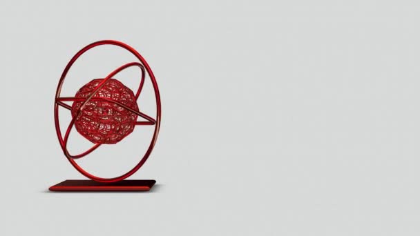 Arrière Plan Avec Sphère Rouge Pleine Rotation Anneau Figure Géométrique — Video