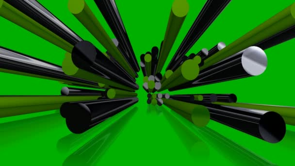 背景绿色和黑色移动直棒子 3D渲染 — 图库视频影像