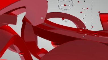 Kırmızı çizgileri ve tam dönüşlü şekilleri olan bir arka plan. 3B Hazırlama