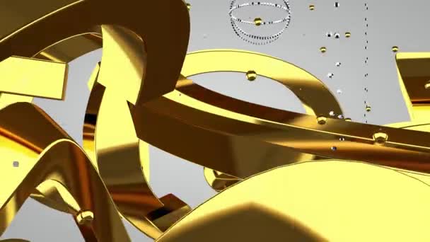 Hintergrund Mit Goldenen Splines Und Formen Voller Rotation Render — Stockvideo