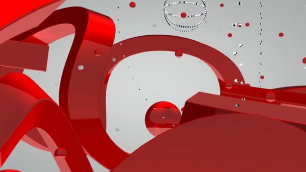 Hintergrund Mit Sich Bewegenden Roten Linien Und Formen Voller Rotation — Stockvideo
