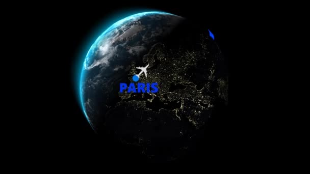 Volo Parigi Tokyo Alpha Channel Render — Video Stock