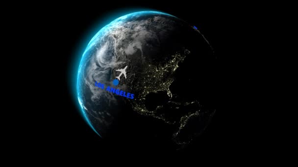Flyg Från Los Angeles Till Istanbul Alpha Channel Render — Stockvideo