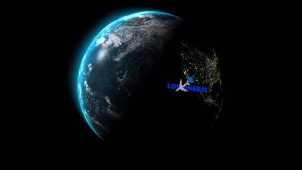 Repülés Los Angelesből Melbourne Alpha Channel Render — Stock videók