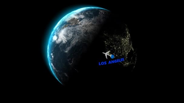 Voo Los Angeles Para Singapura Canal Alpha Renderização — Vídeo de Stock