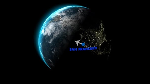 Lot San Francisco Tokio Kanał Alfa Renderowanie — Wideo stockowe