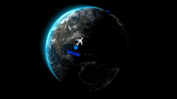 从迈阿密飞往柏林 阿尔法频道 3D渲染 — 图库视频影像