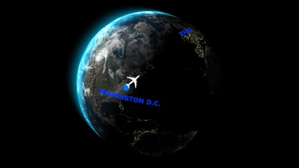 Рейс Вашингтона Париж Канал Альфа Render — стоковое видео