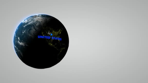 从美国飞往澳大利亚的飞机的背景 3D渲染 — 图库视频影像
